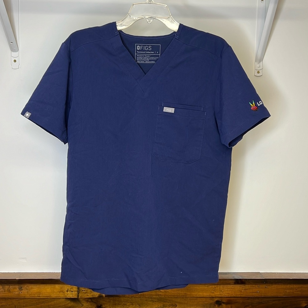 Figs Pride Catarina One Pocket Scrub Top Navy Blue- S